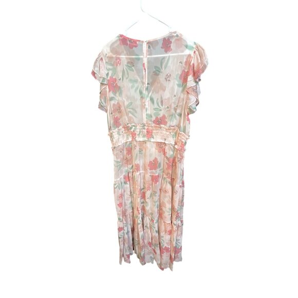 Calvin Klein Womens Floral Sheer Maxi Dress With Ruffled Sleeves Size 18W - Picture 4 of 5